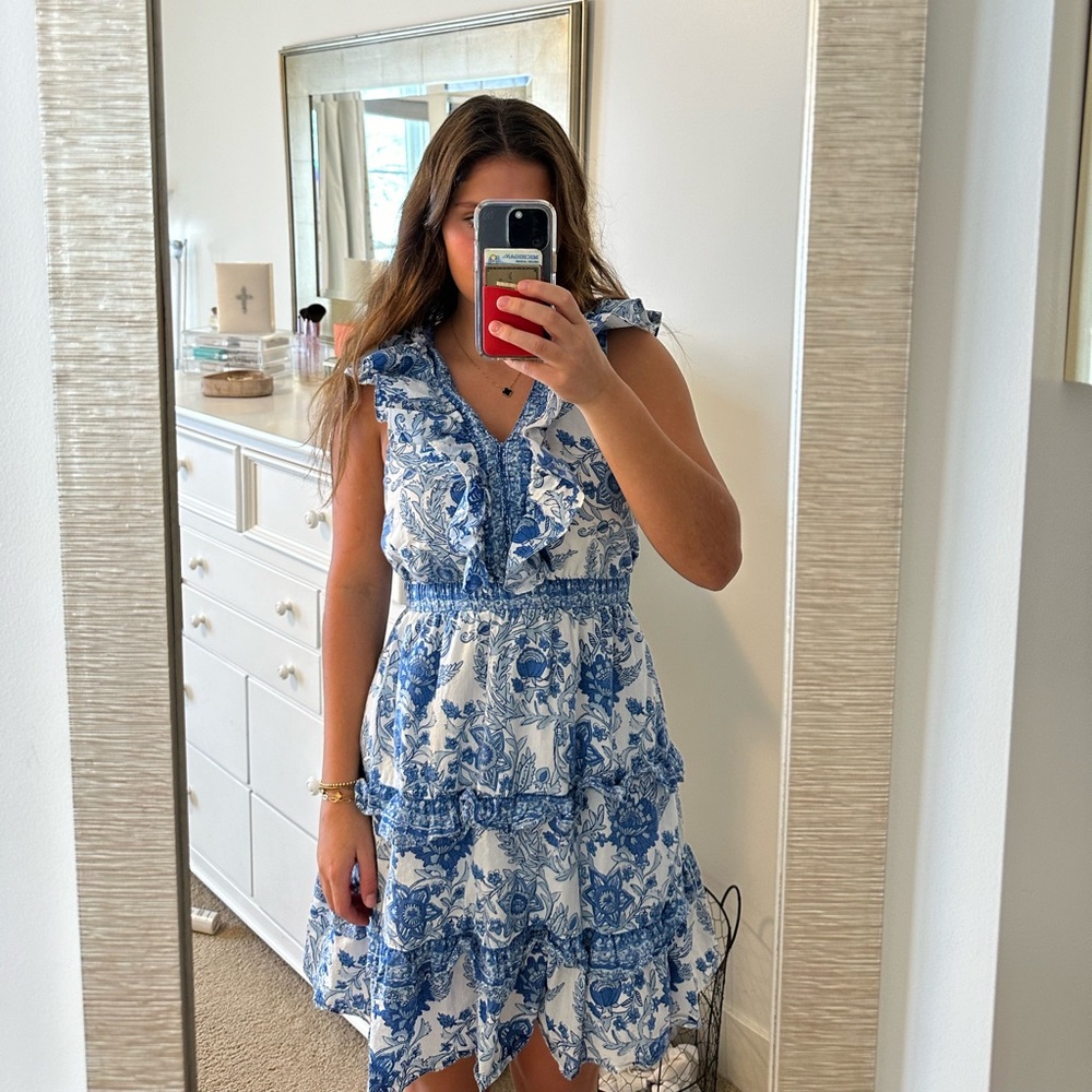 Anthropologie Blue Floral Dress